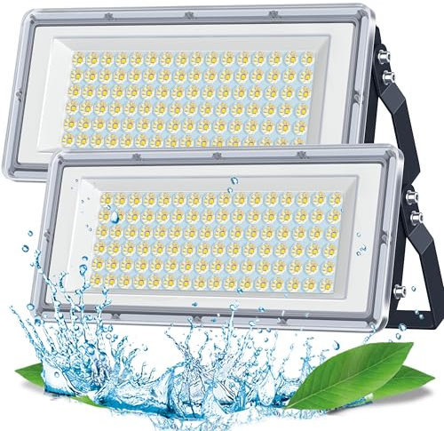 TASINUO Projecteur Exterieur LED 100W 2 Pièce, 10000LM 7000K Spot LED Extérieur IP67 Imperméable, 85-265V Lampe Exterieur pour Jardin Garage Usine