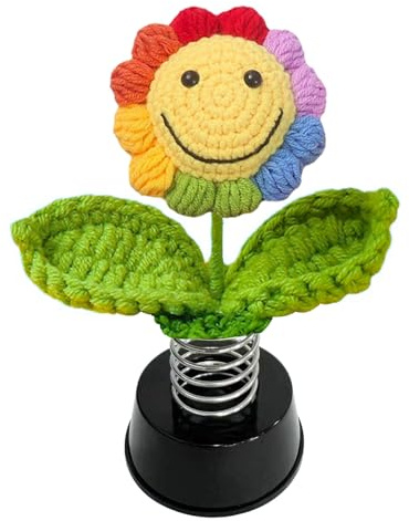 Zuzer Wackelfigur Auto Wackelblume Wackelfigur Blume,Smiley-Sonnenblume Tanzende Blume Auto Deko Auto-Innenraumdekoration