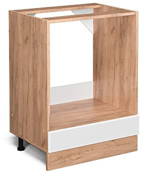 Vicco Herdumbauschrank R-Line, Weiß Hochglanz/Goldkraft Eiche, 60 cm, AP Anthrazit
