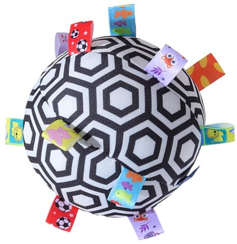Sensorischer Ball aus Stoff, weiches sensorisches Ballspielzeug, Plüsch-Multisensorspielzeug mit Rassel, Hochkontrastierendes Lernspielzeug mit Etiketten, Greifspielzeug für Kinder im Alter von 0–12 M
