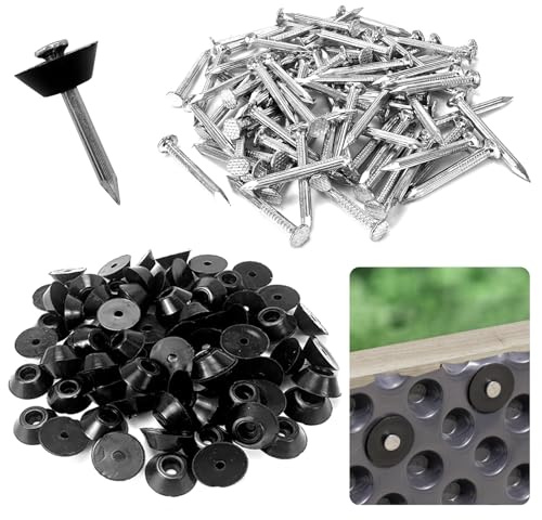 80 Stück Dichtnägel für Noppenbahn, 3x30mm Montagenägel, Montageknöpfe mit Nagel für Noppenfolie Baudrainage, Hochbeete, Blumentöpfe oder Kellerwände (Länge Nagel: 30mm)