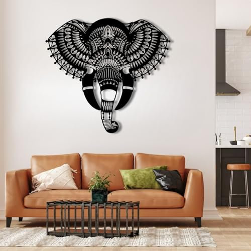 Elefanten-Mandala-Wandkunst aus Metall, Elefanten-Wanddekoration, ethnische Wanddekoration, Heimdekorationsgeschenk, Mandala-Wandkunst, Heimdekor aus Metall für Wohnzimmer in großer Größe, Schlafzimme