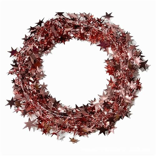 GreatRise 2 Stück 7.5 Meter Stern Girlande Folien Sterne Lametta Glitzer Draht Weihnachten Sterngirlande Hängende Deko für Hochzeit Geburtstag Festliche Party Verzierung Geschenk Deko Roségold