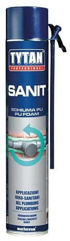 Tytan Mousse Polyuréthane Sanit Manuelle 750ml, Mastic Expansé pour Sanitaires, Tuyaux, Baignoires et Cabines Douche, Mousse Isolant Thermique et Acoustique, Résistant aux Moisissures et à l'Humidité