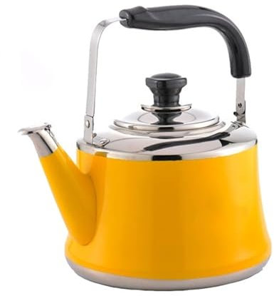 Yellow Stove Top Whistling Tea Kettle Stainless Steel Teapot Boil Water Kettle Coffee Pot Stovetop Teakettle for Gas Hob(5L)