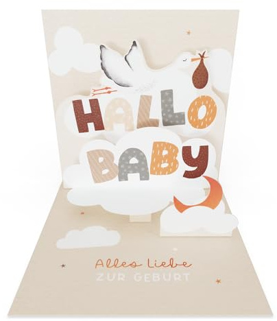 Grafik Werkstatt |Pretty Pop-Up Mini-Karte | dreidimensional | zur Geburt | Hallo Baby