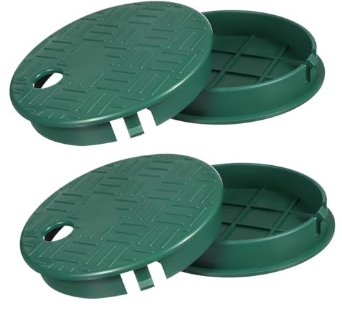 Yardwe Set 4 Pezzi Coperchi Scatola Valvola Irrigazione Rotondi, Protezione Valvole Acqua Per Impianto Esterno, Plastica Resistente Accesso Facilitato Per Giardino e Irrigazione a Pioggia