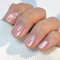 24PCS Pink Fake Nails - Cat Eye False Nails with Glue - Short Square Nail Tips Glue on Nails - Sweet Pink Stick on Full Cover Acrylic Press on for Women Nail Art