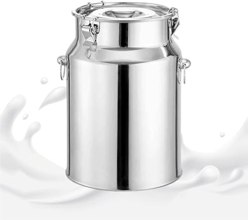 KELUNIS Bidone Del Latte In Acciaio Inossidabile Bidone Per Il Trasporto Del Latte Secchio Per Il Vino Del Latte Con Coperchio Sigillato Per La Conservazione Di Liquidi Per Il Vino Del Latte,7L