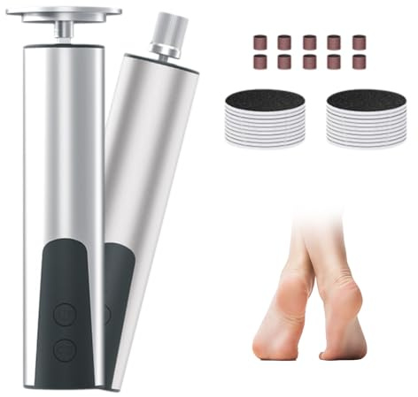 Hornhautentferner Elektrisch, 2025 Neu 2-in-1 Electric Foot Callus Remover, Hornhaut Entfernen Fuß Elektrisch Austauschbarer Schleifkopf für Tote Harten Rissige Haut Polierte Nageloberfläche (Silber)