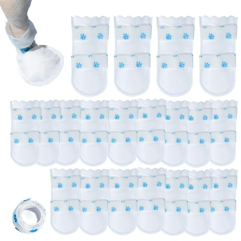 20 Stück Hundesocken Leckschutz, Einweg Hundeschuhe Pfotenschutz Hund Verletzung, Atmungsaktive Pfotenabdeckung Indoor Outdoor Mit Verband Selbstklebend