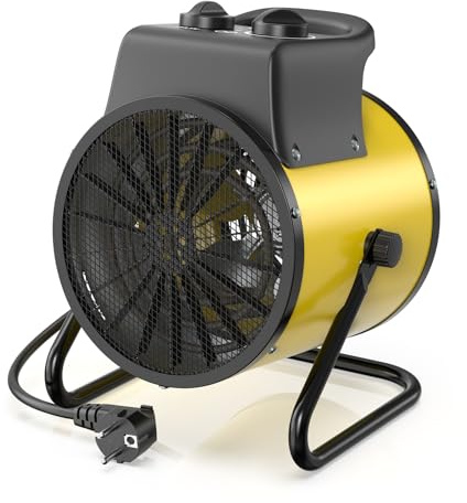 DAHTEC 3000W Chauffage Soufflant - Economique - Radiateur électrique - Chauffage Industriel - Angle Réglable & Thermostat - Idéal pour la Maison, Atelier et la Chantier