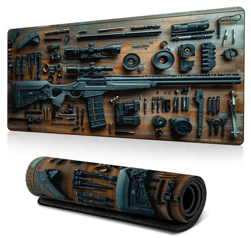 Cool Military Weapon Build Weapon Parts Display Large Gaming Mouse Pad, Stylish Desk Protector, Military Mouse Pad for Laptop & Desktop Use, Computer Office Supplies Accessories (G,11.8 * 31.5 in)