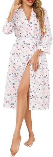 Lovasy Dressing Gowns for Women UK Soft Ladies Kimono Robes Lightweight Knit Bathrobe with Pockets