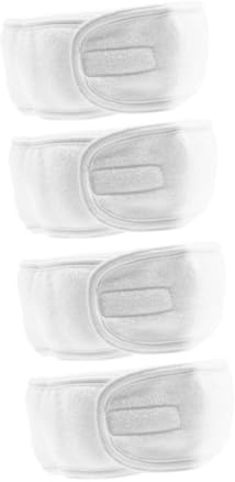 POPETPOP Lot de 4 Bandeaux pour Cheveux Femme en Tissu Blanc avec Taille Ajustable et Bande Adhésive, Confortables pour Maquillage et Soin Visage