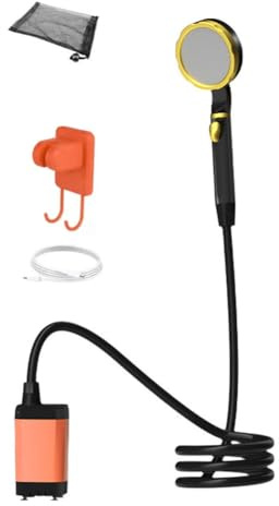 Jooehyer Outdoor Shower Kit Camping Shower Pump Full Screen Digital Display 7800mah Upgraded Low Noice Outdoors Shower Kit Orange