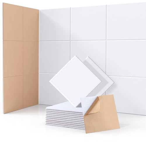 Pamatio Sound Proofing Panels,24 Pack Self-Adhesive Acoustic Wall Panels,Soundproofing Panels for Wall Door,30 x 30 x 0,9cm,Sound Proof Panel Recording Studios, Office, White