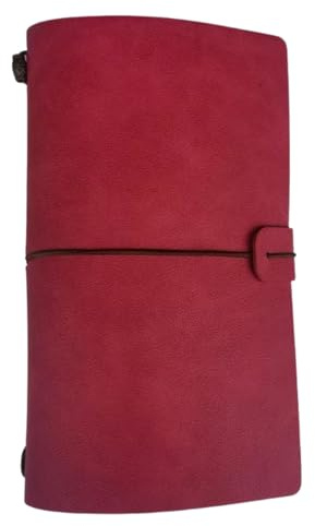HSTWODE A6 PU Leder Reisenotizbuch mit Taschen | Nachfüllbarer Notizbuch | Notebook Journal | Organizer, Reisetagebuch zum Schreiben, Reisen, Organisieren (Rot)