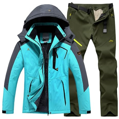 Tuta da sci da uomo in due pezzi, impermeabile, antivento, set da snowboard da uomo per esterni, giacca e pantaloni in morbido guscio con tasche, tuta invernale da montagna per escursionismo e sci