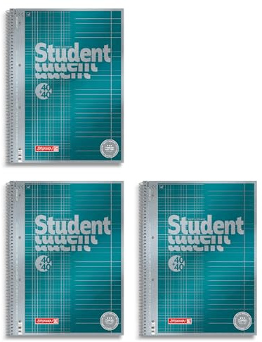 BRUNNEN Collegeblock Premium Student „DUO“ | A4, kariert/liniert, 80 Blatt, petrol (3 Blöcke)