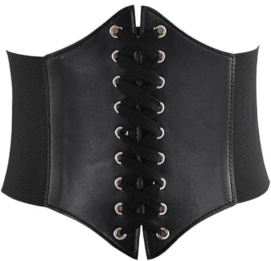 YEDPGUE Cintura Corsetto Donna, Fascia Elastica Larga, Cintura Elastica Estensibile, per Matrimoni, Feste Famiglia, Feste Natale，Nero