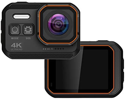 Appareil Photo numérique, Caméra d'action 4K 1080P 60fps stabilisée IP68 sous-Marine étanche Casque Moto Sport vidéo Cam Moto vélo 16MP Webcam(128G SD Card)