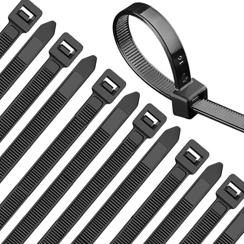 WLEAD Cable Ties Black 600 mm x 4.8 mm Pack of 50 Extra Strong Cable Ties with 45 kg Tensile Strength UV-Resistant Large Nylon Plastic Self-Locking Multifunctional