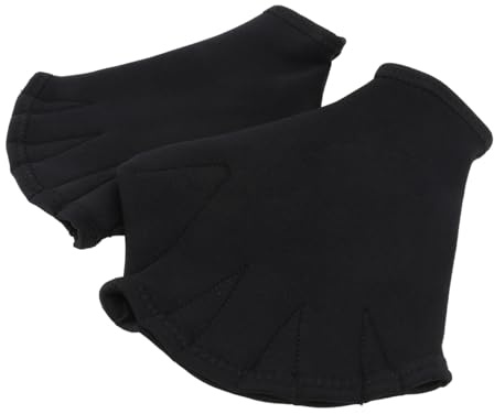 WINOMO Swimming Aquatic Webbed Gloves Black Aqua Training Resistance Fit Webbed Training Paddles Hand For Swimming Swim Paddles Fitness Resistance Women Mitts Pool Men Aerobics Hand Lap