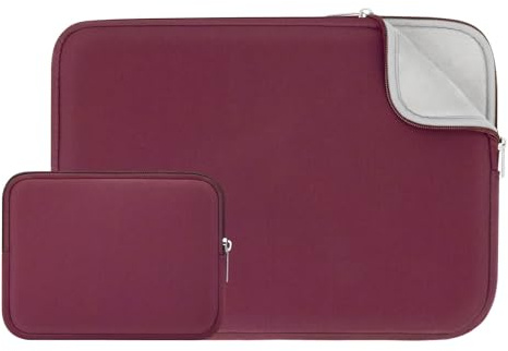 RAINYEAR 13.3 Inch Padded Laptop Sleeve with Accessories Pouch, Red | Compatible with 13.3 Inch Notebook Computer Chromebook, 14 MacBook Pro/Max M5 M4 M3 M2 M1 Soft Lining Bag Protective Cover