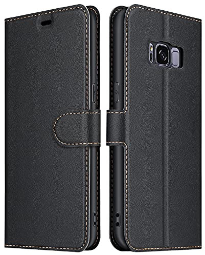 ELESNOW Schutzhülle für Samsung Galaxy S8, Premium Brieftasche Schutzhülle aus Leder, kompatibel mit Samsung Galaxy S8 (schwarz)