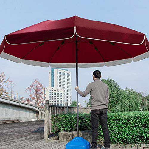 FACAI Dalle Parasol Pied Parasol Parasol Rond Inclinable Parasol Droit Inclinable Parasol Balcon avec Pied Inclinable Chaise Longue Inclinable Toile De Rechange pour Parasol,Red-3.6m