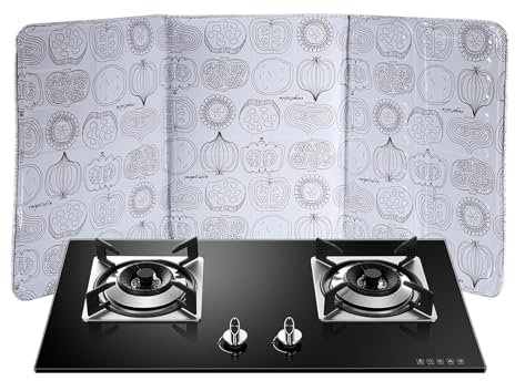 Mutuer Anti-Spritz-Abdeckung, Antihaft-Spritzschutz, Küchen-Spritzplatte, Spritzschutzplatte, Pfannenspritzschutz, Aluminium, Wandhalterung, Faltbar, Hält Herd & Küchenrückwand Sauber