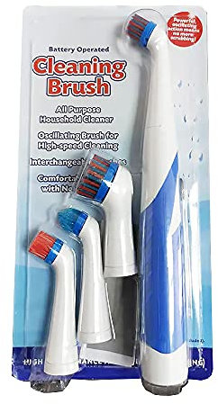 tooloflife Electric Cleaning Brush Set, Electric Spin Scrubber Household Brushes with 4 Heads, for Home Bathroom Floor Tub Shower Tile (Blue and White)
