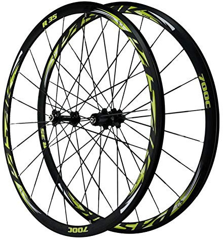 SJHFG Vorderrad Laufrad Fahrrad,Vorne 20 Löcher/Hinten 24 Löcher Schnelle Veröffentlichung Doppeldecker-Mountainbike-Felge Laufrad Hinterrad 700C (Color : Green)
