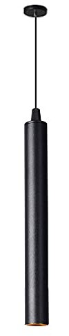 Mozeny Luminaire Suspendu Noir en Aluminium LED Lustre À Tube Long Lampe Suspendue pour Îlot De Cuisine 7W Barre Lumineuse À Suspension Cylindrique Spots Plafonniers Downlights Lumière Ambiante