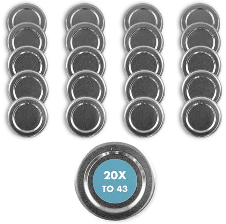 20 pièces de couvercles de rechange Twist-Off 43 mm argent pour bocaux et bouteilles en verre, bouteilles de lait et bocaux de conserve, couvercles pour confitures, miel, conserves fines, bocaux à