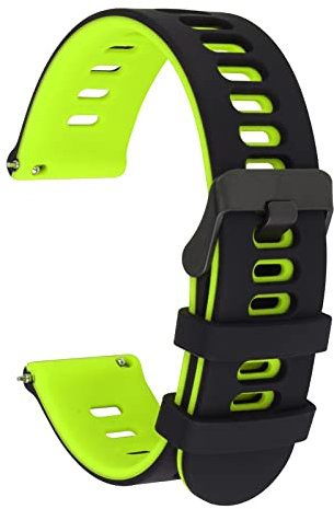 Cobee Silicone Rubber Watch Bands, Quick Release Sport Watch Replacement Straps, Universal Smart Watchband with Black Stainless Steel Buckle Compatible with 20mm/22mm for Men Women(20mm, Black-Green)