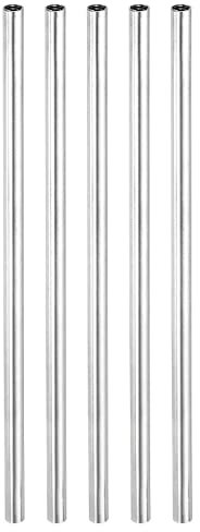 sourcing map 5 Stück Runde Kupplung Mutter M4x0.7mm Innengewinde 130mm Gewinde Rund Hülse Verbinder Stange Bolzen Rohrmutter Hardware Befestigung Silber
