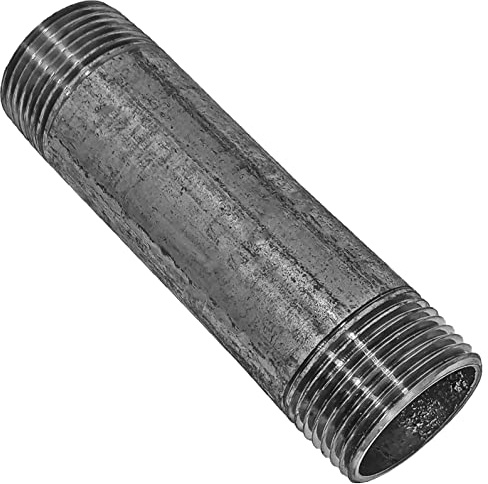 MegaHaustechnik Langnippel Rohrdoppelnippel Gesamtlänge 200mm mit 1 1/2 Zoll AG x AG Gewindefitting aus Temperguß verzinkt Nr.23 mit Außengewinde-Außendurchmesser 48mm DN40 Verlängerungsstück