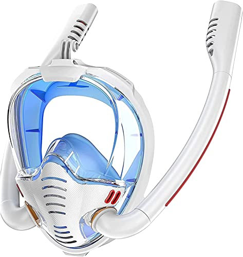 Taucherbrille Vollschnorchelmaske für sicheres Atmen 180° Panorama-Tauchmaske Dual-Tube Schnorchelausrüstung mit Kamerastativ Schnorchelset für Erwachsene und Kinder