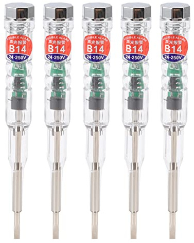 5 Stück Elektrischer Tester Stift, Phasenprüfer Spannungstester Elektrostift, Berührungsloser Spannungsprüfer AC 24‑250V Stromprüfer Spannungsprüfer mit LCD Farblicht, Automatischer Abschaltung