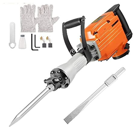 Marteau perforateur de démolition électrique 1500 W avec 2 burins Marteau-piqueur Robuste Marteau à béton Pioches à Impact