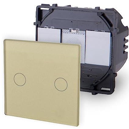 Luxus-Time Touch Lichtschalter Wandschalter POINT SERIE Glas Sensor Schalter Wechselschalter Schuko Steckdosen USB Grau Weiß Schwarz Gold (Modul: Touch Serien Dimmer 2-Weg, Gold)