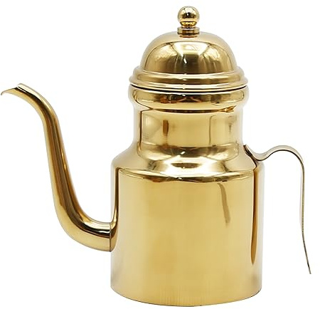 LIDSCURA Ölspender, Edelstahl, Olivenölspender, Essigspender mit rutschfestem Griff, Olivenöldose für Küche, Kochen, Restaurant, Grillen, goldfarben, 425 ml