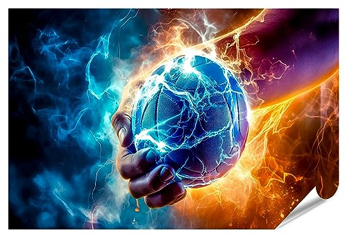islandburner XXL Bild Poster Handball Ball Spieler S Hand Energie Kraft Schnelle Bewegung Premium Bilder Fotodruck JDOZ-PKL