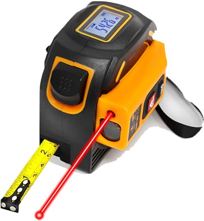 IDARA Mètre ruban numérique 2 en 1 avec laser, outil de mesure laser de 40 m et ruban à mesurer rétractable de 5 m, le ruban de mesure pour la menuiserie/construction, mètre ruban laser pieds/in/m/mm