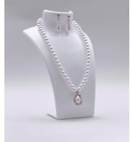 HealthyMoov Présentoir Mannequin Porte-bijoux support colliers chaînes pendentifs boucles d'oreilles design Buste plastique léger (BLANC)