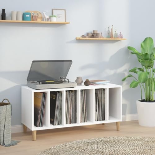 ARKEM Mueble para Discos Madera contrachapada Blanco 100x38x48 cm Soporte para Discos de Vinilo Expositor de Discos Mueble archivador