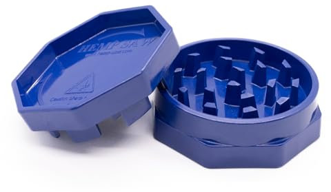 HEMP SAW® - Grinder, Hierbas Molinillo, Apto para lavavajillas, Nueva geometría de corte (azul oscuro)