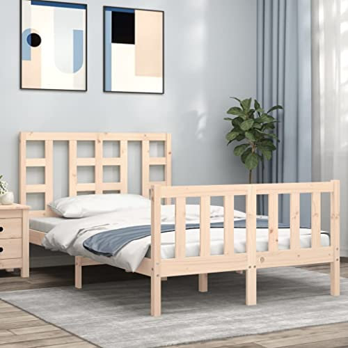 Camerina Massivholzbett mit Kopfteil Bettgestell Bed Frame Holzbett Kopfteil Bett Schlafzimmer Bett Massivholzbetten 120x200 cm 3191966
